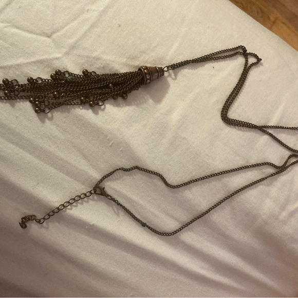 Antique Bronze Tassel Pendant Necklace - Women Jewelry - Picture 2 of 3